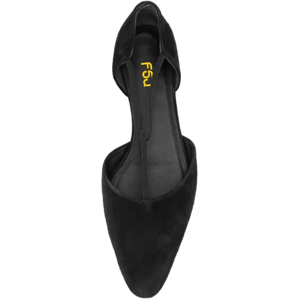 imageFSJ Women Dressy TStrap Ballet Flats Comfortable Elastic Closed Almond Toe Flats Slip On Cute Office Casual Walking ShoesBlack