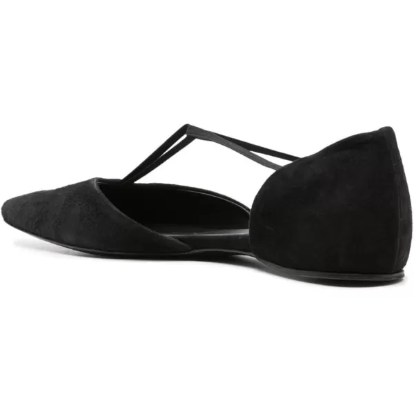 imageFSJ Women Dressy TStrap Ballet Flats Comfortable Elastic Closed Almond Toe Flats Slip On Cute Office Casual Walking ShoesBlack