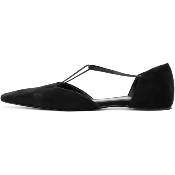 imageFSJ Women Dressy TStrap Ballet Flats Comfortable Elastic Closed Almond Toe Flats Slip On Cute Office Casual Walking ShoesBlack