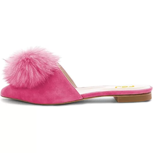 imageFSJ Women Fashion Flats Low Heel Sandal Slip On Mule Summer Pointed Toe Pom Pom ShoesHot Pink