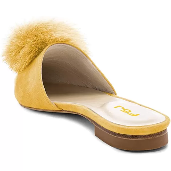imageFSJ Women Fashion Flats Low Heel Sandal Slip On Mule Summer Pointed Toe Pom Pom ShoesYellow