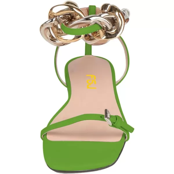 imageFSJ Women Flat Sandals Open Toe Thin Strap Exaggerated Gold Chain Ankle Strap Sandals Casual Summer Comfort Daily Work Party Shoes Size 416 USGreen