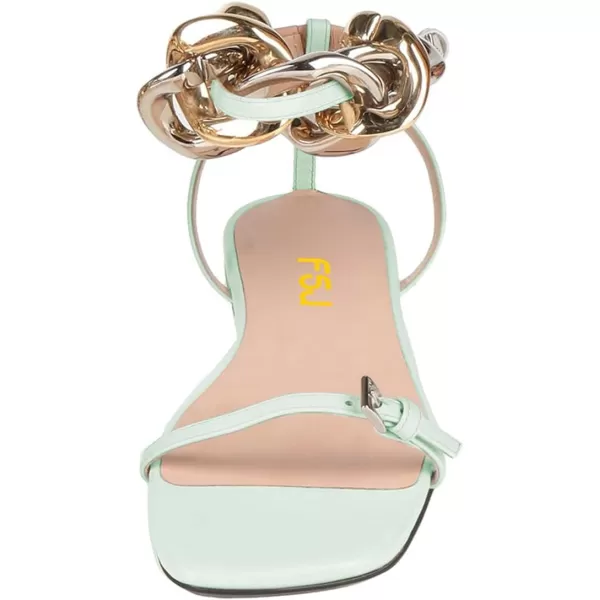 imageFSJ Women Flat Sandals Open Toe Thin Strap Exaggerated Gold Chain Ankle Strap Sandals Casual Summer Comfort Daily Work Party Shoes Size 416 USPale Green