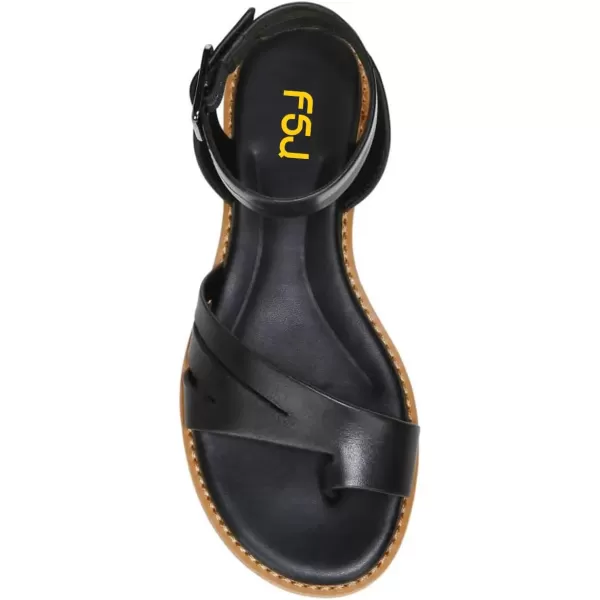 imageFSJ Women Flat Sandals Toe Ring Open Toe Ankle Strap Flip Flops Summer Comfort Beach Walking Shoes Size 416 USBlack