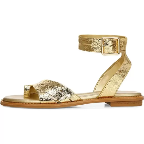 imageFSJ Women Flat Sandals Toe Ring Open Toe Ankle Strap Flip Flops Summer Comfort Beach Walking Shoes Size 416 USGold