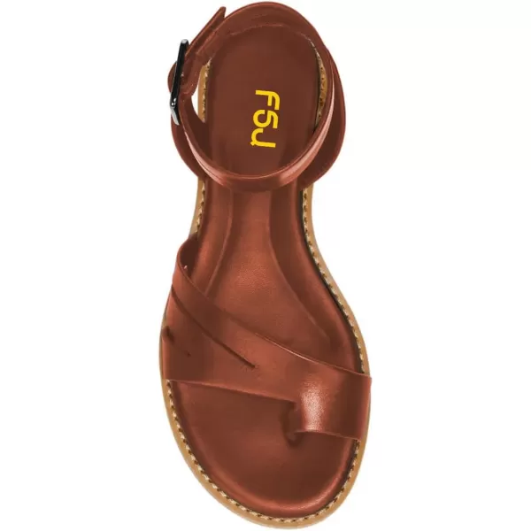 imageFSJ Women Flat Sandals Toe Ring Open Toe Ankle Strap Flip Flops Summer Comfort Beach Walking Shoes Size 416 USMaroon
