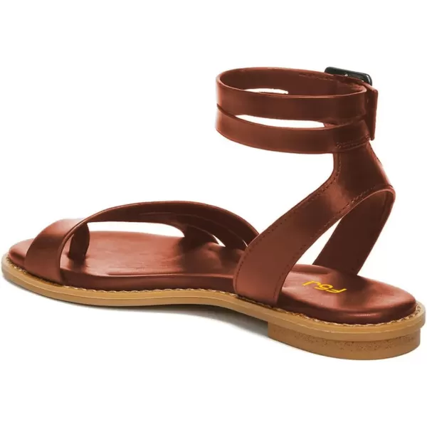 imageFSJ Women Flat Sandals Toe Ring Open Toe Ankle Strap Flip Flops Summer Comfort Beach Walking Shoes Size 416 USMaroon