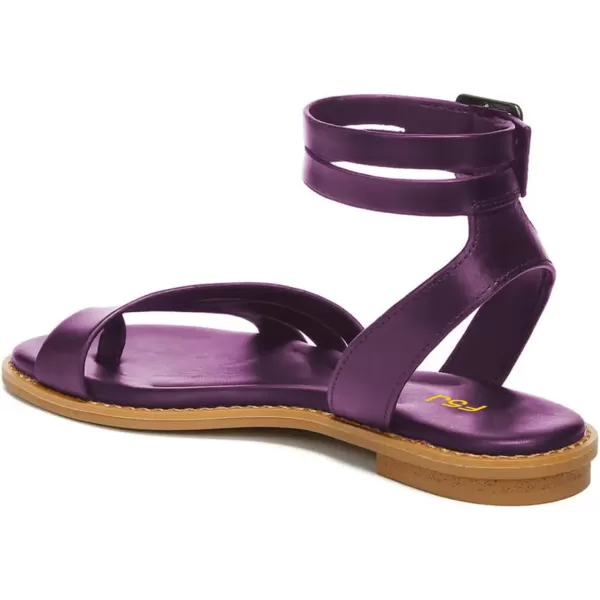 imageFSJ Women Flat Sandals Toe Ring Open Toe Ankle Strap Flip Flops Summer Comfort Beach Walking Shoes Size 416 USPurple