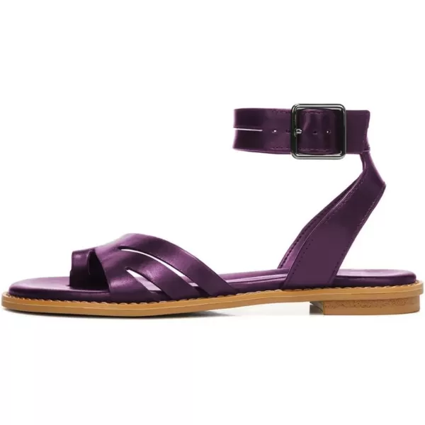 imageFSJ Women Flat Sandals Toe Ring Open Toe Ankle Strap Flip Flops Summer Comfort Beach Walking Shoes Size 416 USPurple