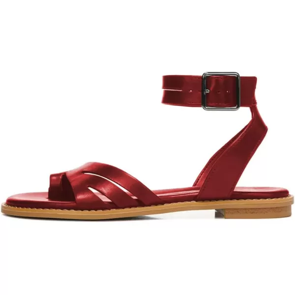 imageFSJ Women Flat Sandals Toe Ring Open Toe Ankle Strap Flip Flops Summer Comfort Beach Walking Shoes Size 416 USRed