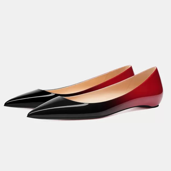 imageFSJ Women Formal Work Flats Closed Pointed Toe Shiny Leather Comfortable SlipOn Heelless Soft Casual Flats Elegant Walking Dress Shoes Size 416 USBlackRed