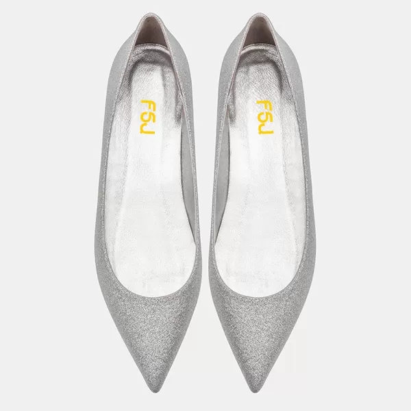 imageFSJ Women Formal Work Flats Closed Pointed Toe Shiny Leather Comfortable SlipOn Heelless Soft Casual Flats Elegant Walking Dress Shoes Size 416 USGlitter