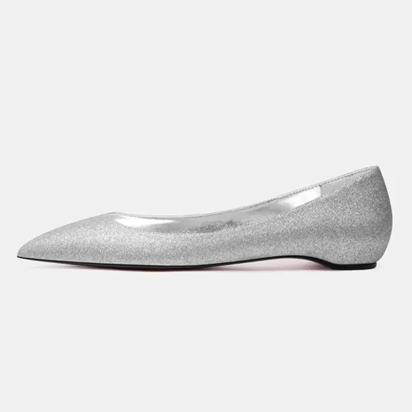 imageFSJ Women Formal Work Flats Closed Pointed Toe Shiny Leather Comfortable SlipOn Heelless Soft Casual Flats Elegant Walking Dress Shoes Size 416 USGlitter