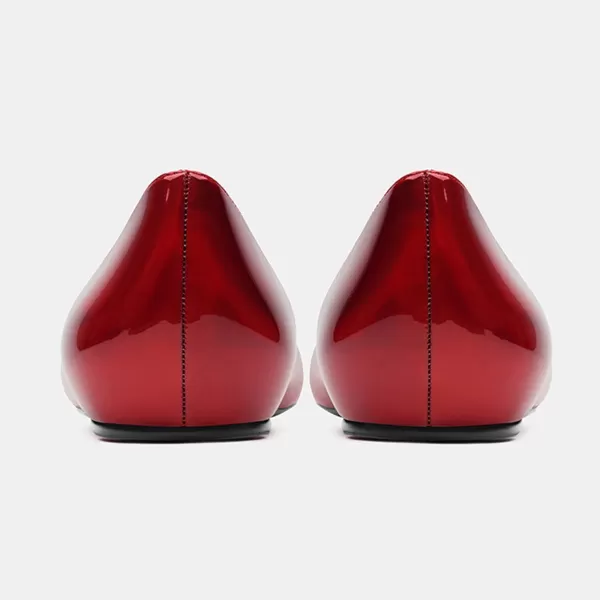 imageFSJ Women Formal Work Flats Closed Pointed Toe Shiny Leather Comfortable SlipOn Heelless Soft Casual Flats Elegant Walking Dress Shoes Size 416 USRed Mirror