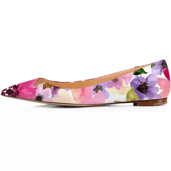 imageFSJ Women Fresh Floral Printed Flat Pumps Pointed Toe Slip On Party Dress Shoe for Comfort 415 USFloral