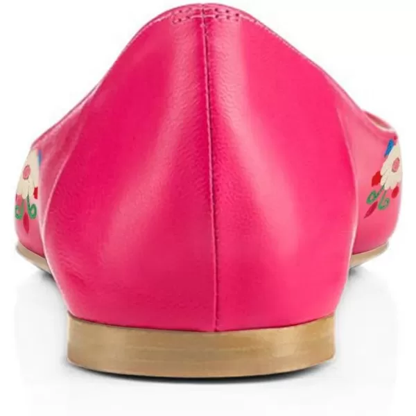 imageFSJ Women Fresh Floral Printed Flat Pumps Pointed Toe Slip On Party Dress Shoe for Comfort 415 USHot Pink Flower