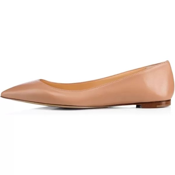 imageFSJ Women Fresh Floral Printed Flat Pumps Pointed Toe Slip On Party Dress Shoe for Comfort 415 USNude