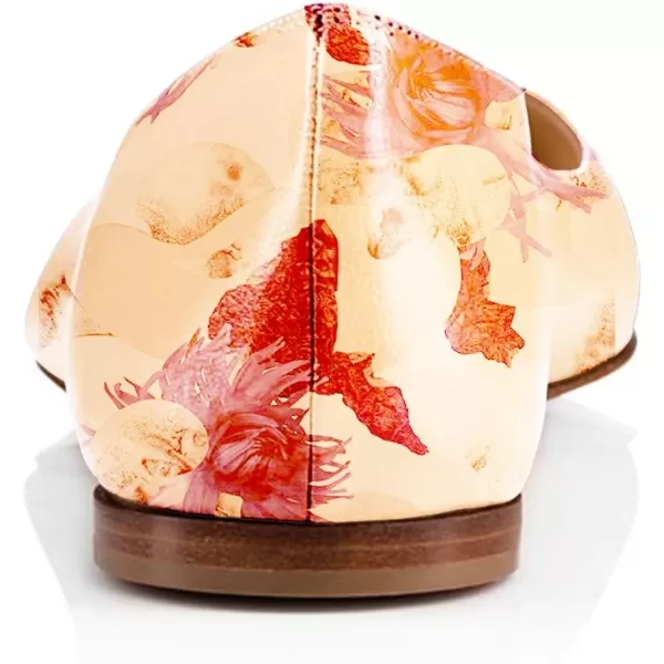 imageFSJ Women Fresh Floral Printed Flat Pumps Pointed Toe Slip On Party Dress Shoe for Comfort 415 USOrange Flower