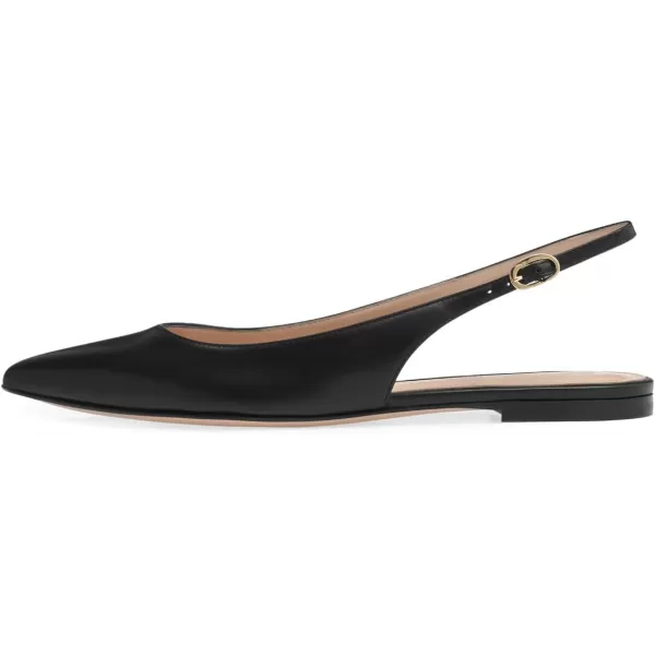 imageFSJ Women Pointed Toe Slingback Flats Pumps Low Heels Faux Leather Dress Pump Comfortable Slip On Wedding Party Shoes Size 415 USBlack