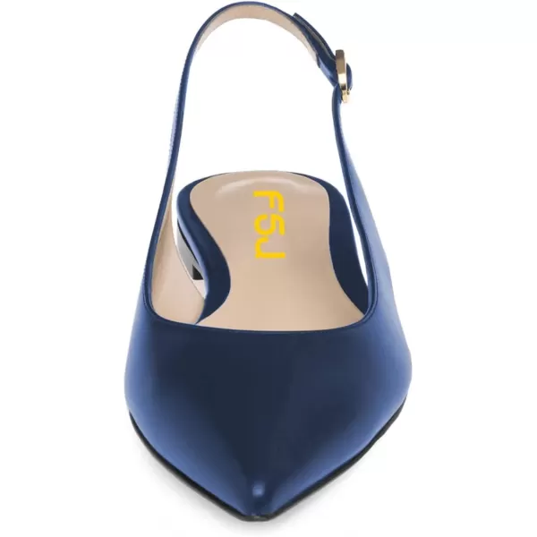 imageFSJ Women Pointed Toe Slingback Flats Pumps Low Heels Faux Leather Dress Pump Comfortable Slip On Wedding Party Shoes Size 415 USBlue
