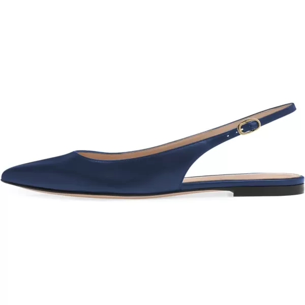 imageFSJ Women Pointed Toe Slingback Flats Pumps Low Heels Faux Leather Dress Pump Comfortable Slip On Wedding Party Shoes Size 415 USBlue