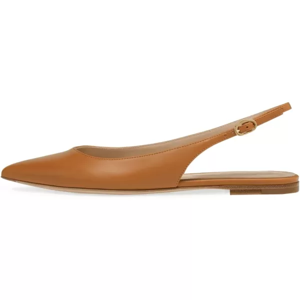 imageFSJ Women Pointed Toe Slingback Flats Pumps Low Heels Faux Leather Dress Pump Comfortable Slip On Wedding Party Shoes Size 415 USBrown