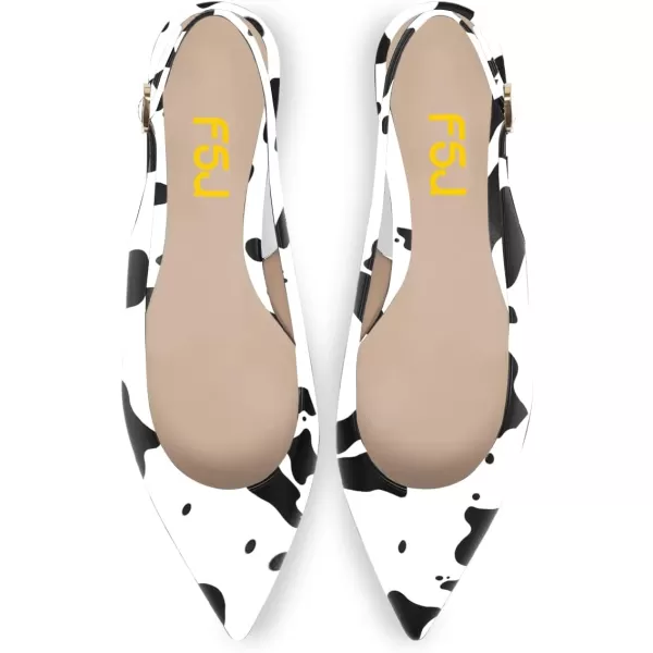 imageFSJ Women Pointed Toe Slingback Flats Pumps Low Heels Faux Leather Dress Pump Comfortable Slip On Wedding Party Shoes Size 415 USCow