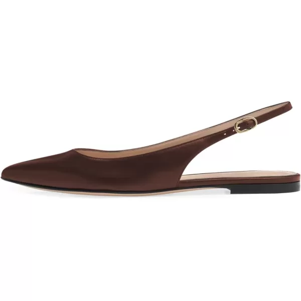 imageFSJ Women Pointed Toe Slingback Flats Pumps Low Heels Faux Leather Dress Pump Comfortable Slip On Wedding Party Shoes Size 415 USDark Brown