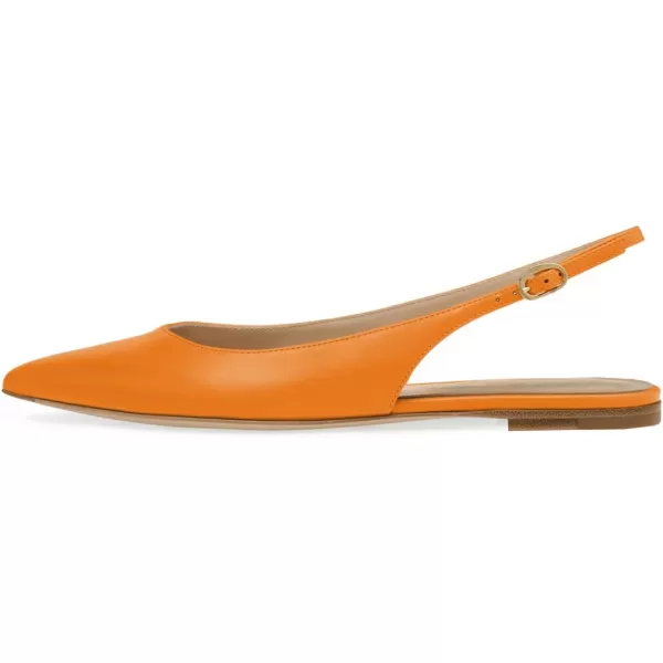 imageFSJ Women Pointed Toe Slingback Flats Pumps Low Heels Faux Leather Dress Pump Comfortable Slip On Wedding Party Shoes Size 415 USOrange