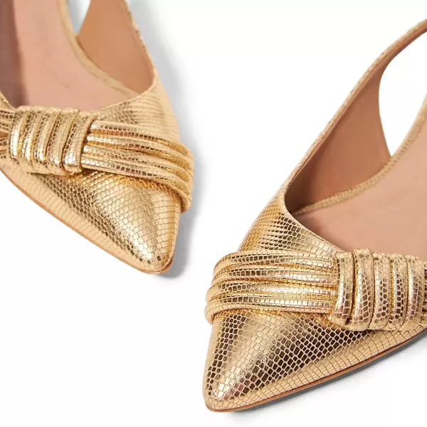 imageFSJ Women Stylish Pointed Toe Low Heel Flats Slip On Slingback Casual Summer Walking Daily Office Ladies Shoes Size 415 USGold