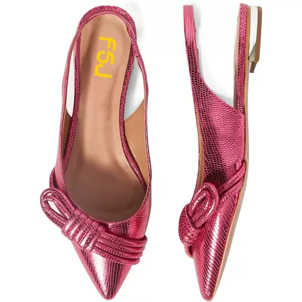 imageFSJ Women Stylish Pointed Toe Low Heel Flats Slip On Slingback Casual Summer Walking Daily Office Ladies Shoes Size 415 USHot Pink