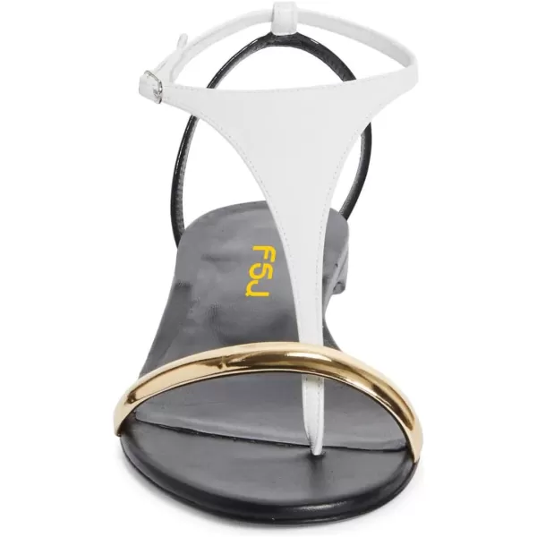 imageFSJ Women Thong Flat Sandals Casual T Strap Adjustable Ankle Buckle Strap Dress Sandals Comfort Summer Outfit Shoes Size 416 USGold White