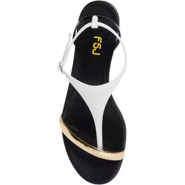 imageFSJ Women Thong Flat Sandals Casual T Strap Adjustable Ankle Buckle Strap Dress Sandals Comfort Summer Outfit Shoes Size 416 USGold White