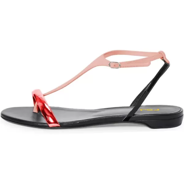 imageFSJ Women Thong Flat Sandals Casual T Strap Adjustable Ankle Buckle Strap Dress Sandals Comfort Summer Outfit Shoes Size 416 USPink