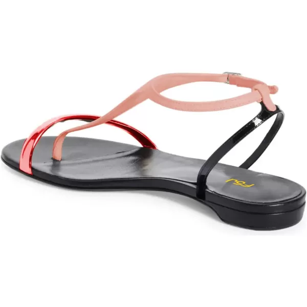 imageFSJ Women Thong Flat Sandals Casual T Strap Adjustable Ankle Buckle Strap Dress Sandals Comfort Summer Outfit Shoes Size 416 USPink