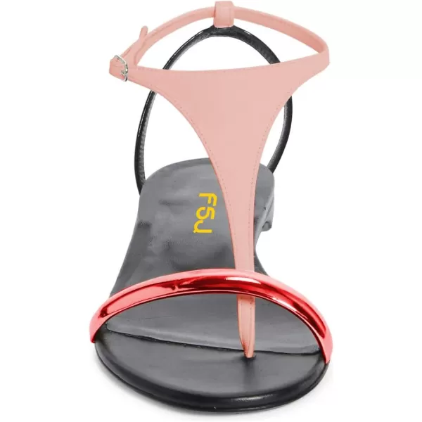 imageFSJ Women Thong Flat Sandals Casual T Strap Adjustable Ankle Buckle Strap Dress Sandals Comfort Summer Outfit Shoes Size 416 USPink