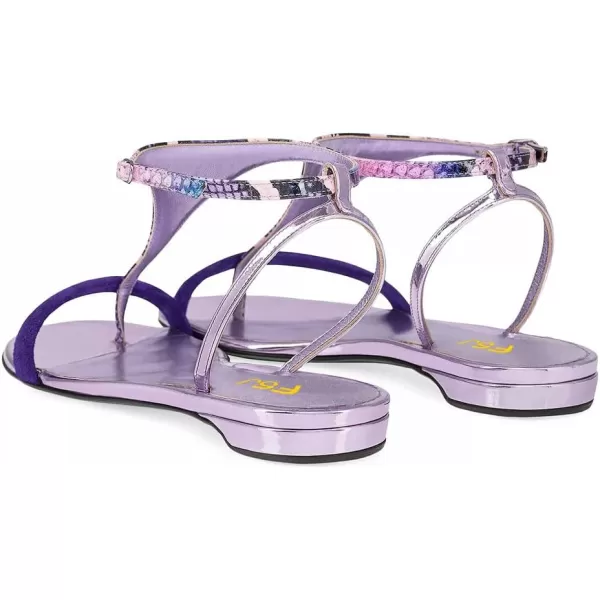 imageFSJ Women Thong Flat Sandals Casual T Strap Adjustable Ankle Buckle Strap Dress Sandals Comfort Summer Outfit Shoes Size 416 USPurple