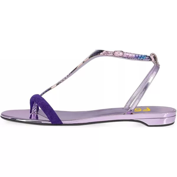 imageFSJ Women Thong Flat Sandals Casual T Strap Adjustable Ankle Buckle Strap Dress Sandals Comfort Summer Outfit Shoes Size 416 USPurple