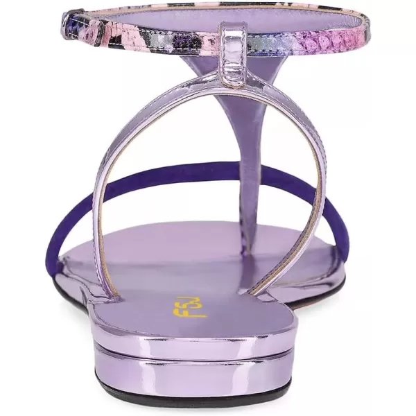 imageFSJ Women Thong Flat Sandals Casual T Strap Adjustable Ankle Buckle Strap Dress Sandals Comfort Summer Outfit Shoes Size 416 USPurple
