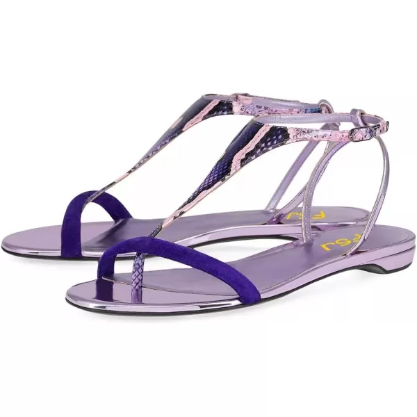imageFSJ Women Thong Flat Sandals Casual T Strap Adjustable Ankle Buckle Strap Dress Sandals Comfort Summer Outfit Shoes Size 416 USPurple