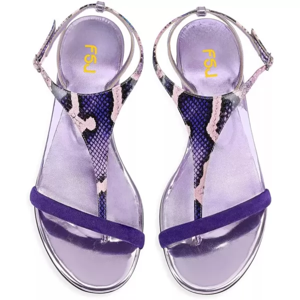 imageFSJ Women Thong Flat Sandals Casual T Strap Adjustable Ankle Buckle Strap Dress Sandals Comfort Summer Outfit Shoes Size 416 USPurple