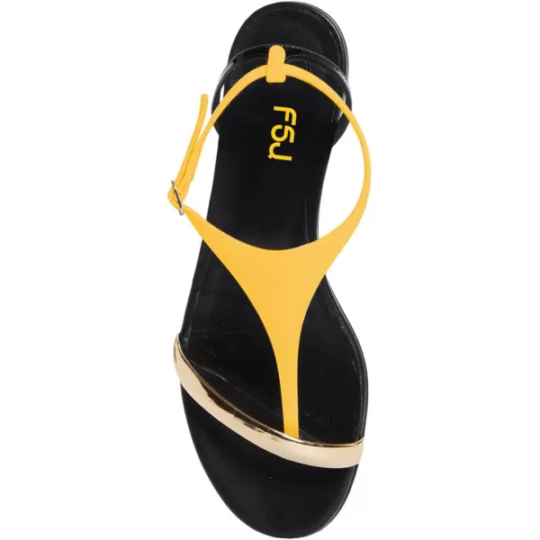 imageFSJ Women Thong Flat Sandals Casual T Strap Adjustable Ankle Buckle Strap Dress Sandals Comfort Summer Outfit Shoes Size 416 USYellow