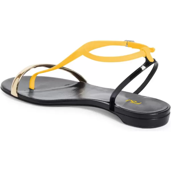 imageFSJ Women Thong Flat Sandals Casual T Strap Adjustable Ankle Buckle Strap Dress Sandals Comfort Summer Outfit Shoes Size 416 USYellow