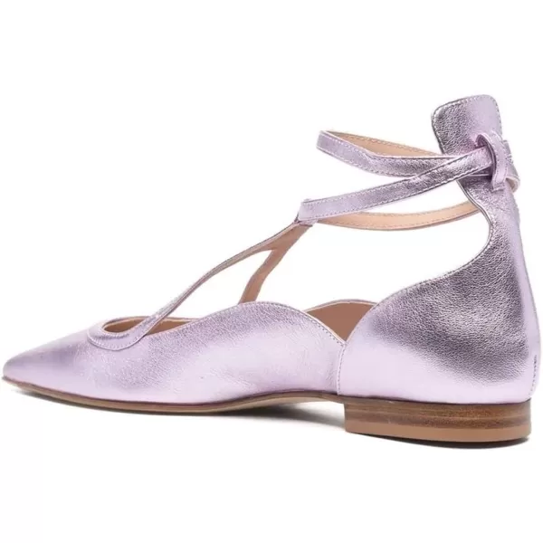 imageFSJ Womens Comfortable Chunky Low Heel Flat Cross Ankle Strap Buckle Classic Pointed Toe Retro TStrip Walking Dress Ladies Shoes Size 415 USLight Purple