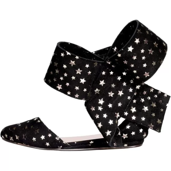 imageFSJ Women Chic Closed Pointed Toe DOrsay Ankle Strap Ballet Flats Shoes Large Side Bows Comfortable Solid Color Shoes Size 416 USBlackgold Stars
