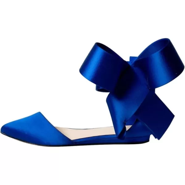 imageFSJ Women Chic Closed Pointed Toe DOrsay Ankle Strap Ballet Flats Shoes Large Side Bows Comfortable Solid Color Shoes Size 416 USBlue