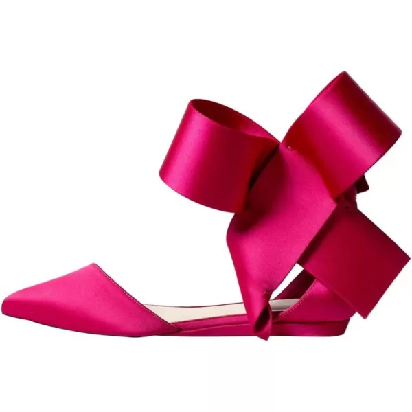 imageFSJ Women Chic Closed Pointed Toe DOrsay Ankle Strap Ballet Flats Shoes Large Side Bows Comfortable Solid Color Shoes Size 416 USFuchsia