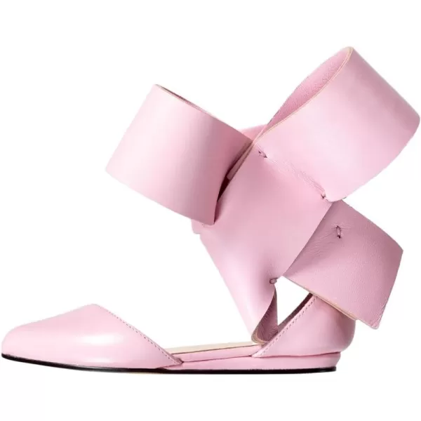 imageFSJ Women Chic Closed Pointed Toe DOrsay Ankle Strap Ballet Flats Shoes Large Side Bows Comfortable Solid Color Shoes Size 416 USPink Pu