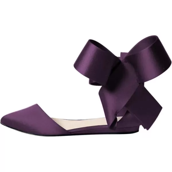imageFSJ Women Chic Closed Pointed Toe DOrsay Ankle Strap Ballet Flats Shoes Large Side Bows Comfortable Solid Color Shoes Size 416 USPurple