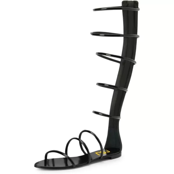 imageFSJ Women Classic Open Toe Flat Sandals Back Zipper Summer Beach Casual Walking Gladiator Sandal Shoes Size 415 USBlack